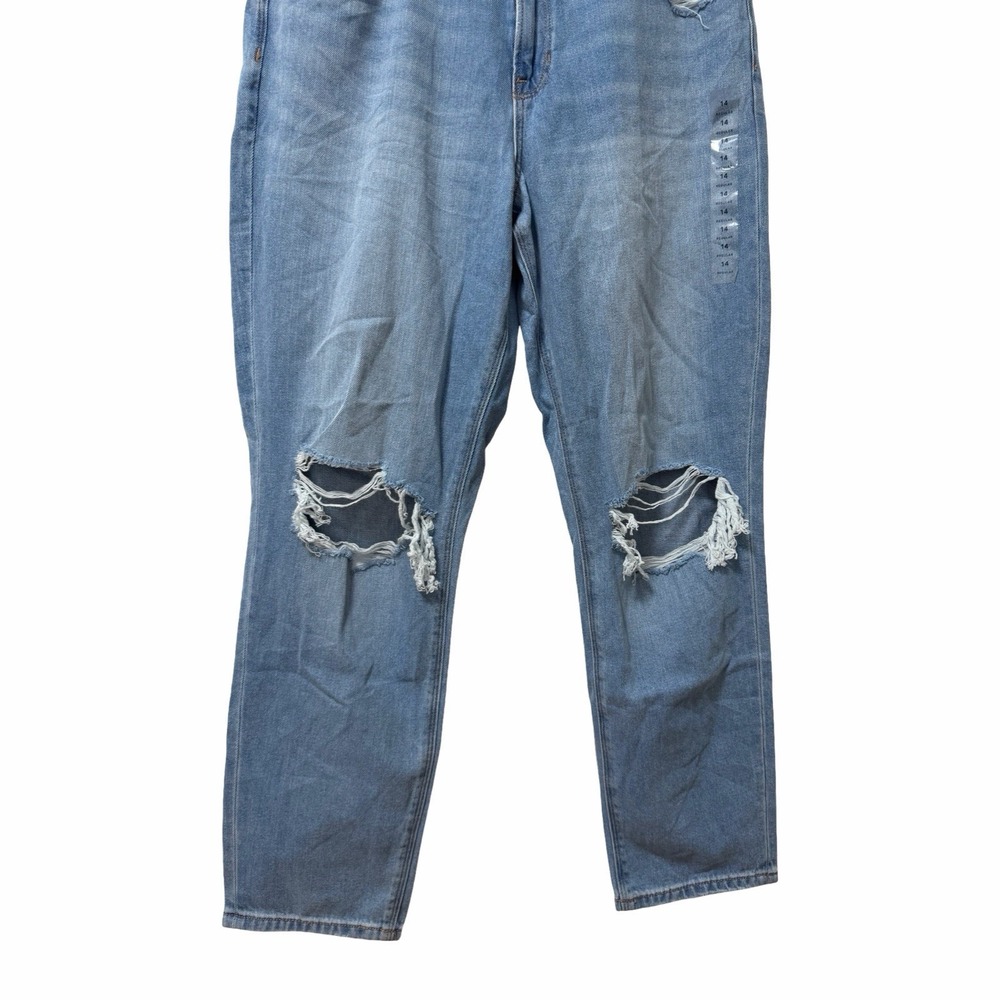 American Eagle Womens Mom High Rise Distressed Jean Size 14 / 32W Light Wash NEW - Picture 4 of 11